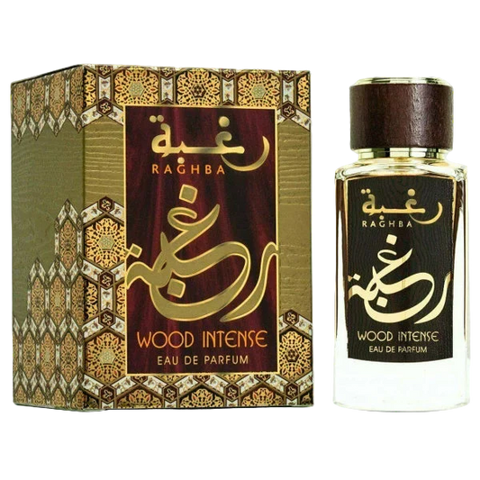 Raghba Wood Intense Eau De Parfum 100ml by Lattafa | Original Unisex Woody Perfume | Long Lasting Scent