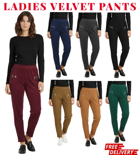 Women’s Corduroy Cherry Berry Trousers with Elastic Waist | Soft, Stylish & Comfortable