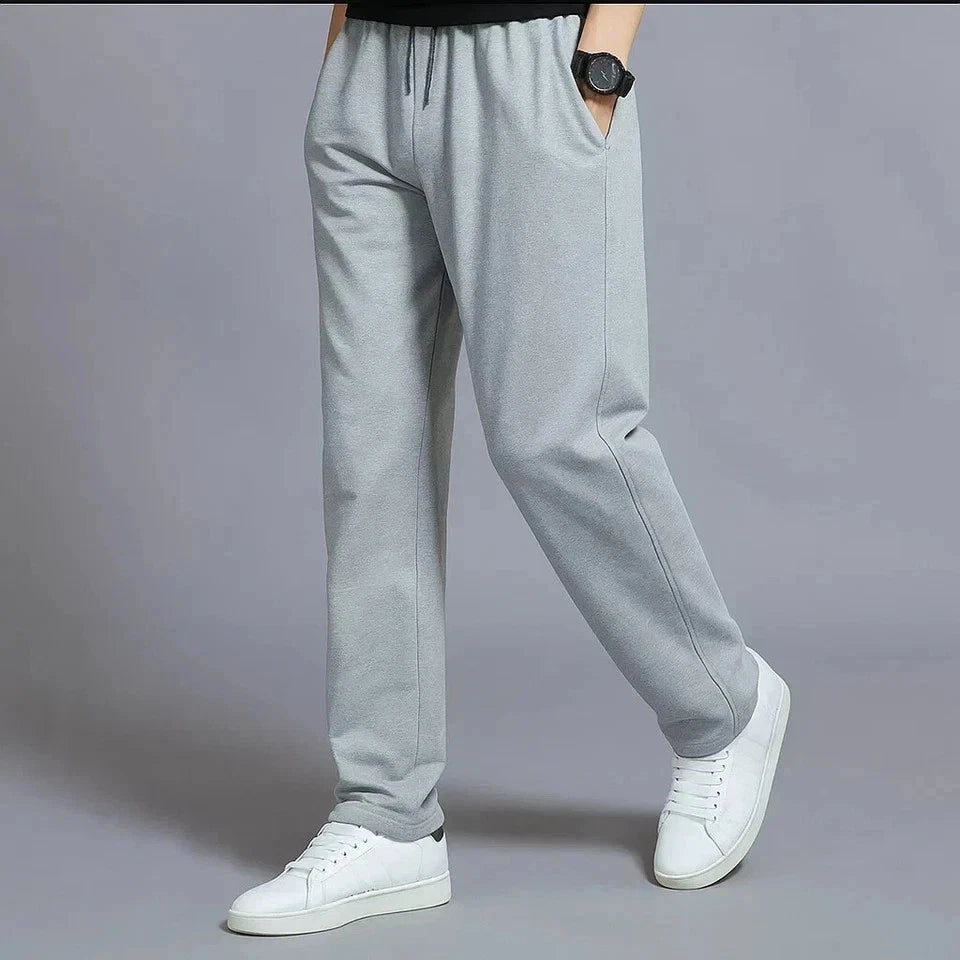 Men’s Fleece Joggers with Drawstring – Open Hem | 2 Side Zip Pockets + Back Flap Pocket | Soft Warm Winter Trousers